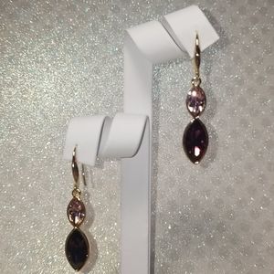 Goldtone and purple Swarovski drop earri…